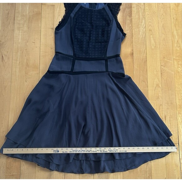 Elegant Rebecca Taylor NWT size 4 Navy Rayon Silk Dress Retail $395 - Picture 11 of 12
